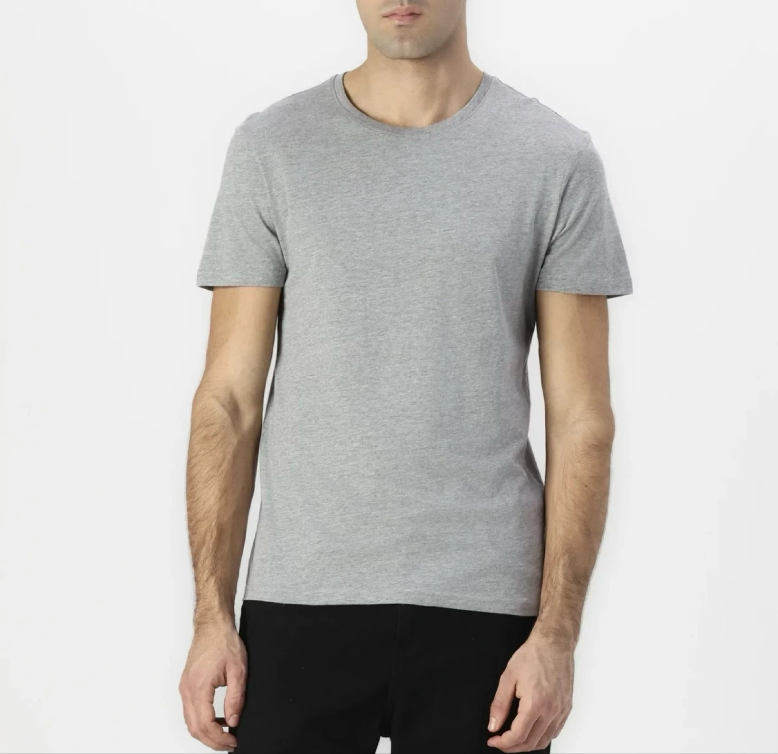 Men's Grey Crew Neck T-Shirt Soft & Classic 